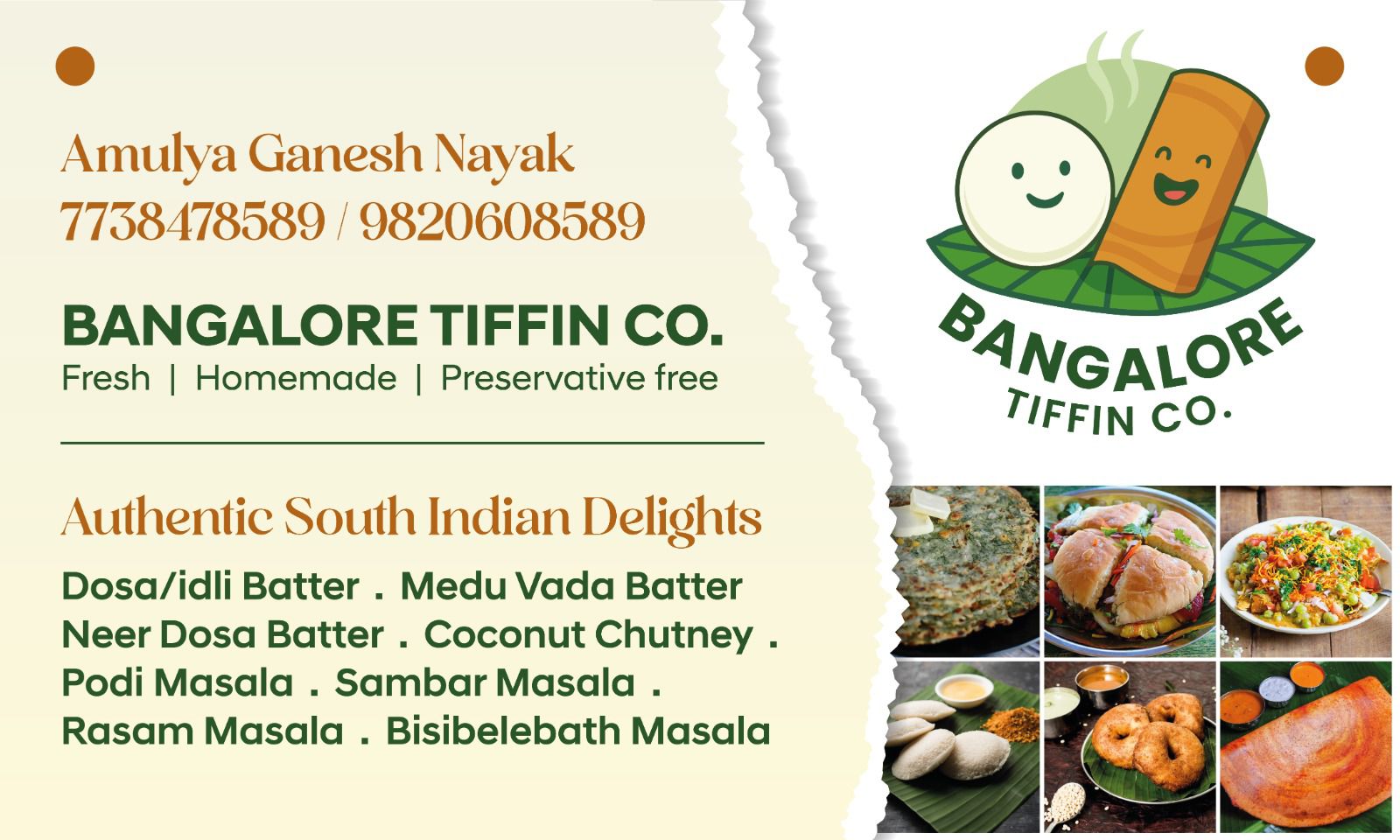 Bangalore Tiffin Co. | South Indian Taste | Fresh | Homemade